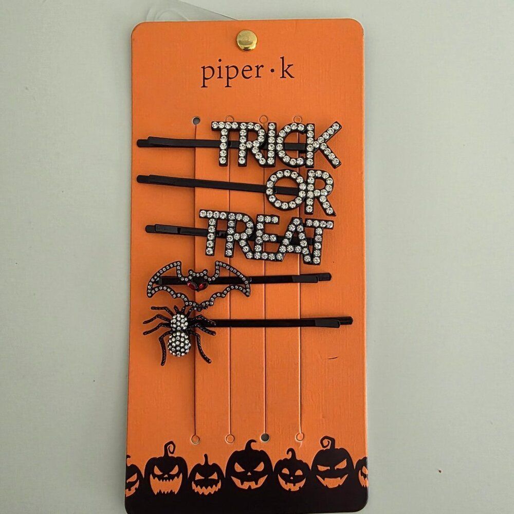 PIPER K Crystal Halloween Bobby Pins | Large Size | Trick or Treat, Spider NEW